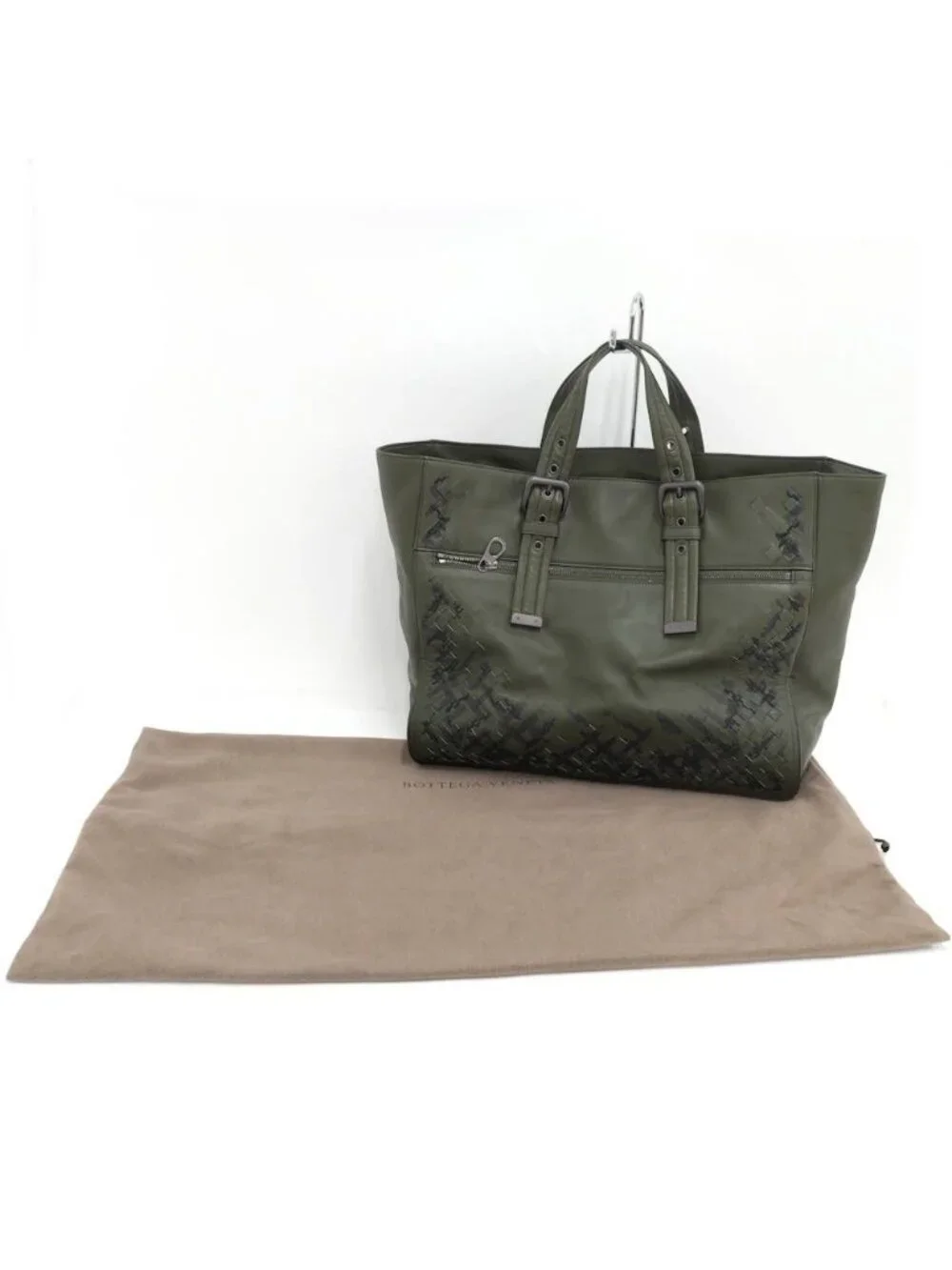 Bottega Veneta Tote Intrecciato Leather Khaki